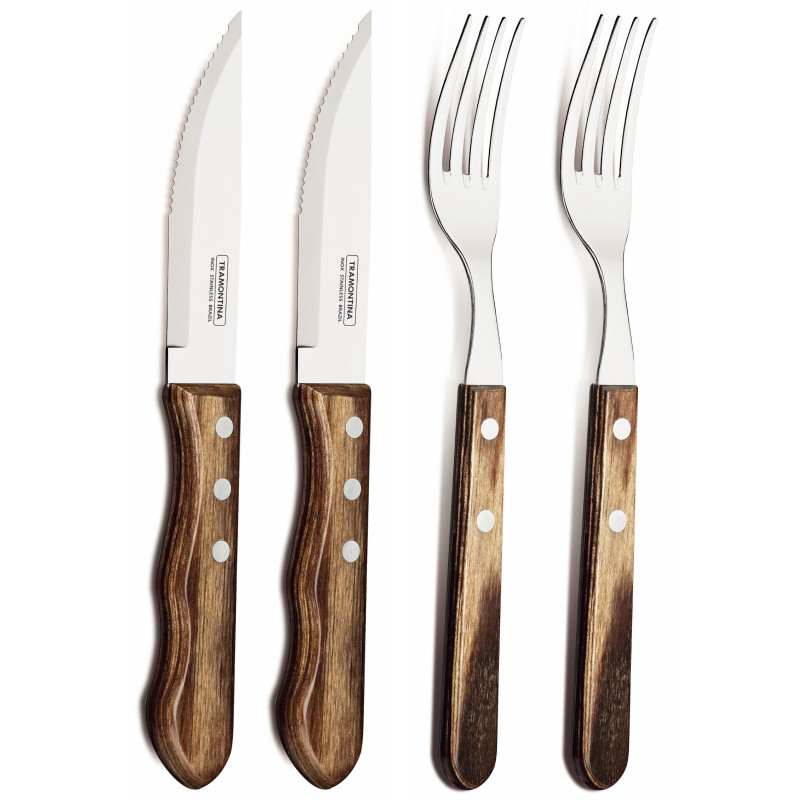 Stalo įrankių rinkinys peilių šakučių kepsnys Churrasco JUMBO 4 vnt.