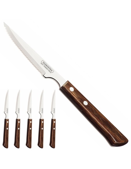 Dantytas nerūdijančio plieno kepsnių peilis Churrasco Spanish Style 6 vnt L. 220 mm Ruda