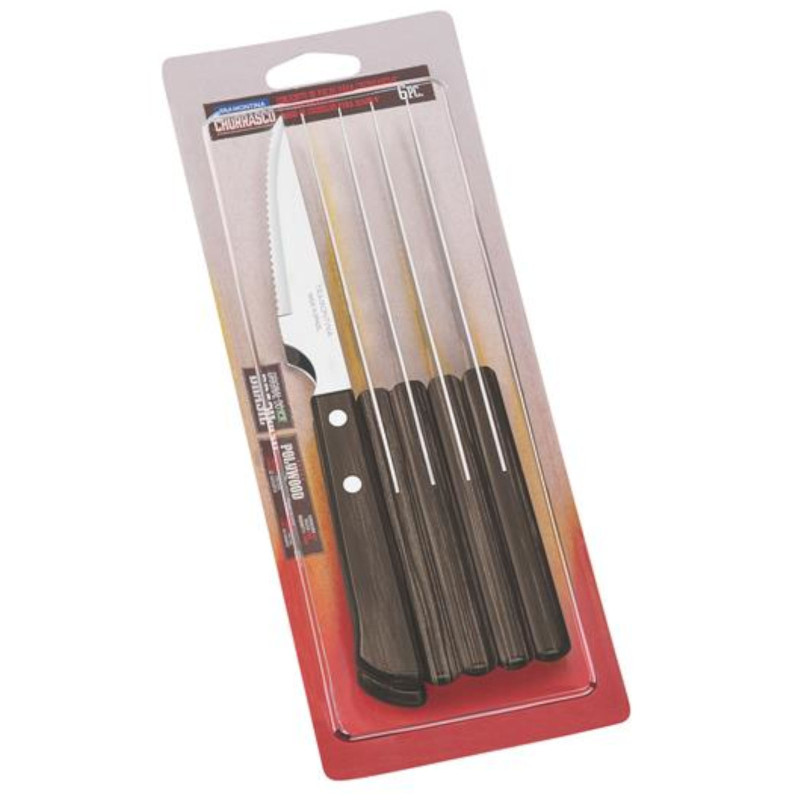 Dantytas nerūdijančio plieno kepsnių peilis Churrasco Spanish Style 6 vnt L. 220 mm Ruda