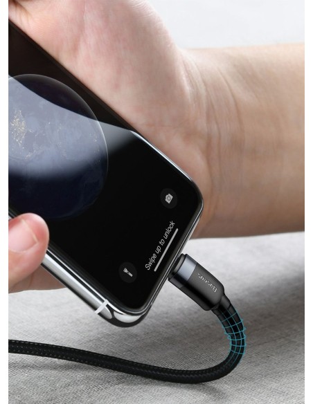 Patvarus nailono kabelis USB-C PD iPhone Lightning 18W QC3.0 1m juodai pilkas Patvarus nailono kabelis USB-C PD iPhone Lightning 18W QC3.0 1m juodai pilkas