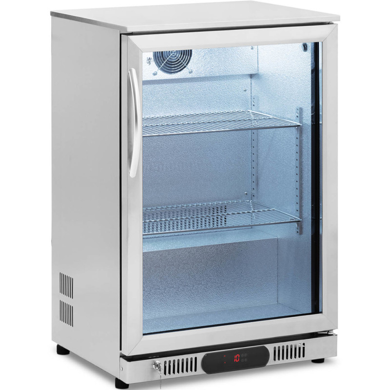 Stiklinis šaldytuvas gėrimams LED 2-10 C 138 l sidabrinis