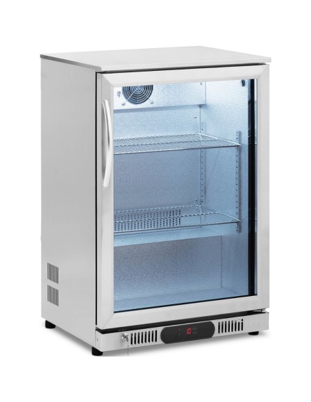 Stiklinis šaldytuvas gėrimams LED 2-10 C 138 l sidabrinis