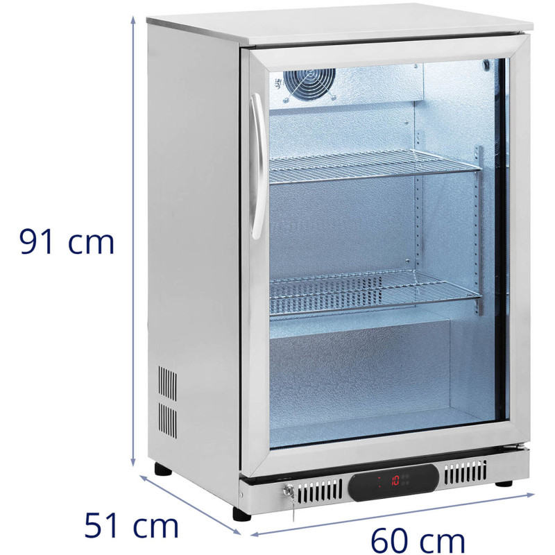 Stiklinis šaldytuvas gėrimams LED 2-10 C 138 l sidabrinis