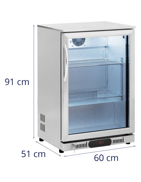Stiklinis šaldytuvas gėrimams LED 2-10 C 138 l sidabrinis