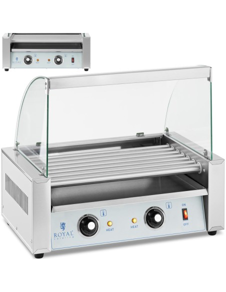 Ritininis grilio šildytuvas dešrainiams su dangteliu - 7 ritinėliai 700 W Ritininis grilio šildytuvas dešrainiams su dangteliu - 7 ritinėliai 700 W