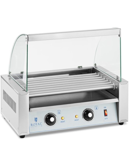 Ritininis grilio šildytuvas dešrainiams su dangteliu - 7 ritinėliai 700 W Ritininis grilio šildytuvas dešrainiams su dangteliu - 7 ritinėliai 700 W