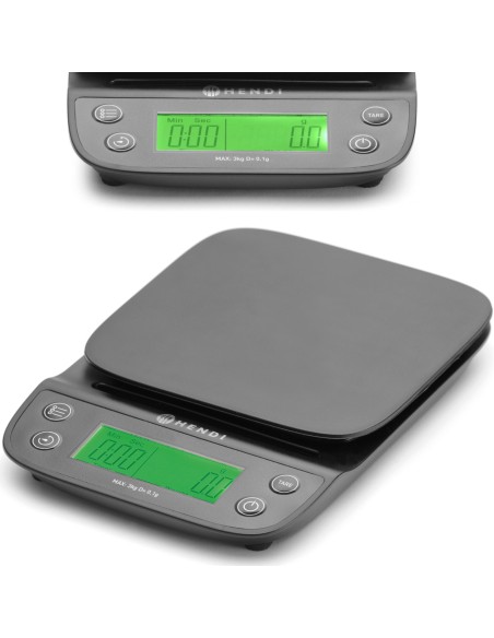 Elektroninės virtuvinės svarstyklės su laikmačiu 3 000 g / 0,1 g - Hendi 580011 Elektroninės virtuvinės svarstyklės su laikmačiu 3 000 g / 0,1 g - Hendi 580011