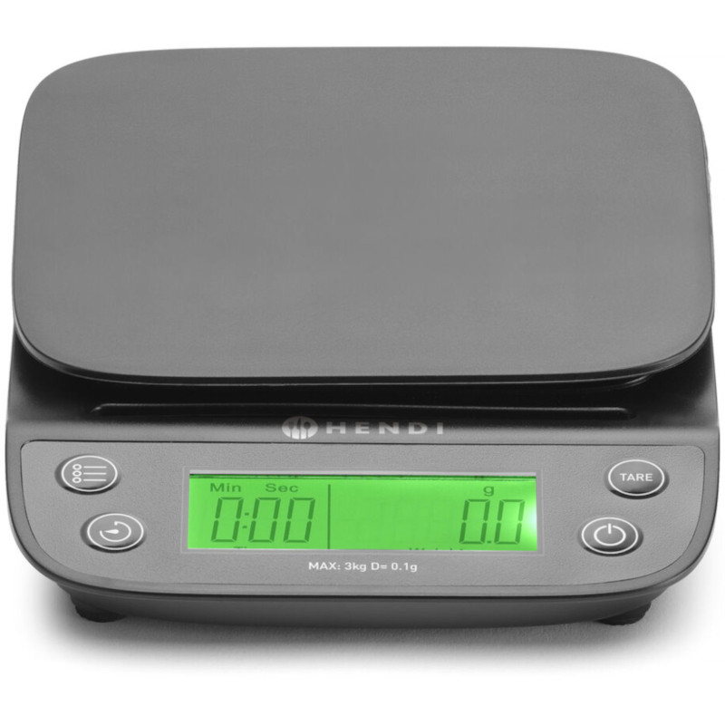 Elektroninės virtuvinės svarstyklės su laikmačiu 3 000 g / 0,1 g - Hendi 580011