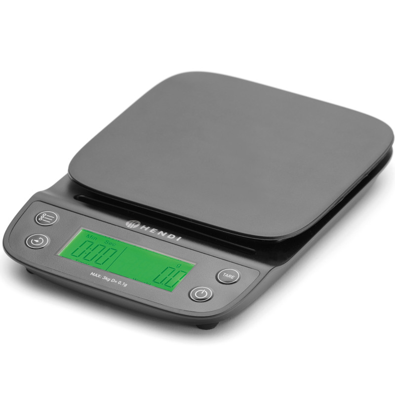 Elektroninės virtuvinės svarstyklės su laikmačiu 3 000 g / 0,1 g - Hendi 580011