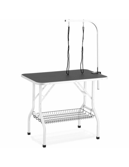Šunų kirpimo stalas sulankstomas su lentyna 70 kg 910 x 610 mm 2 pavadėliai - balti Šunų kirpimo stalas sulankstomas su lentyna 70 kg 910 x 610 mm 2 pavadėliai - balti