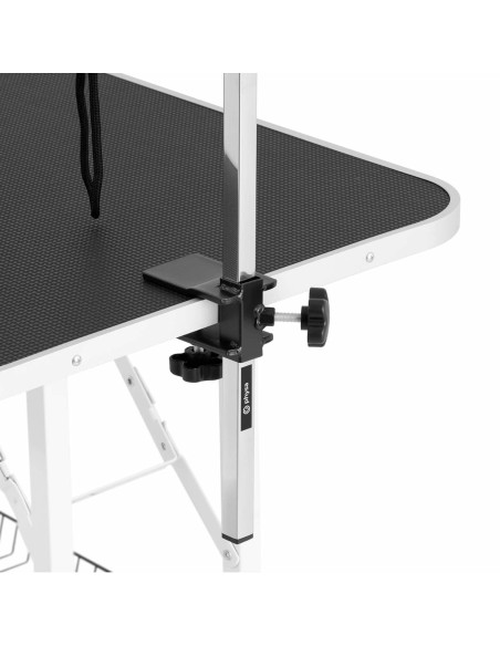 Šunų kirpimo stalas sulankstomas su lentyna 70 kg 910 x 610 mm 2 pavadėliai - balti Šunų kirpimo stalas sulankstomas su lentyna 70 kg 910 x 610 mm 2 pavadėliai - balti