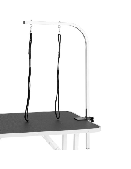 Šunų kirpimo stalas sulankstomas su lentyna 70 kg 910 x 610 mm 2 pavadėliai - balti Šunų kirpimo stalas sulankstomas su lentyna 70 kg 910 x 610 mm 2 pavadėliai - balti