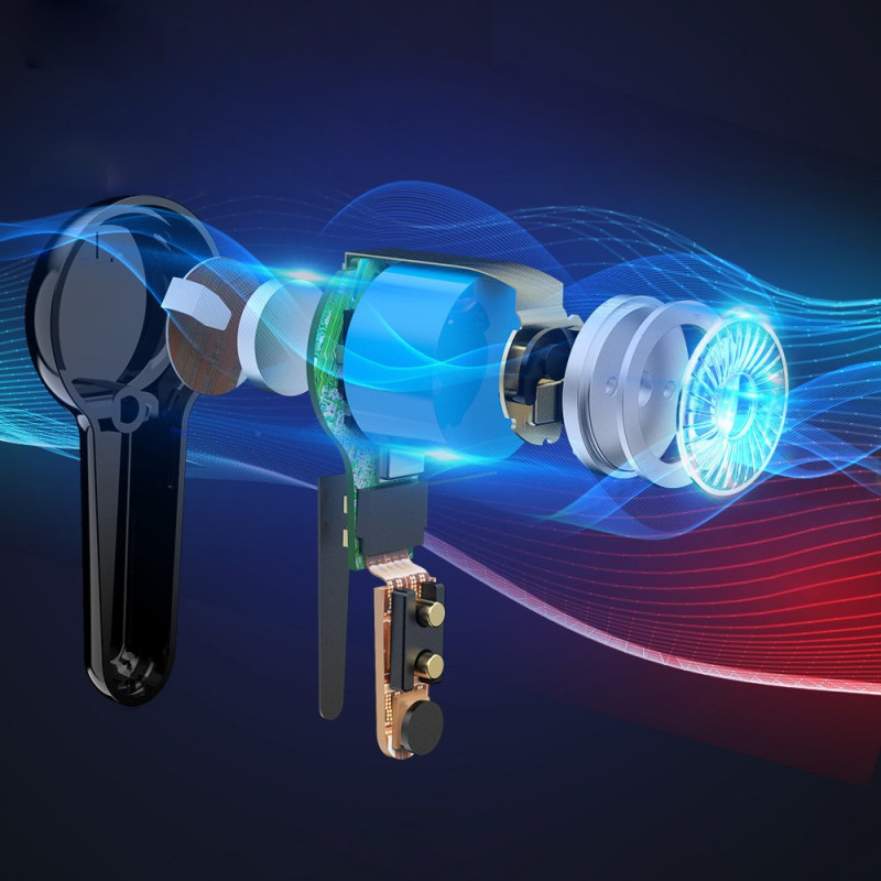 Į ausis įdedamos ausinės, atsparios vandeniui belaidės Bluetooth Apollo Air + TWS ANC juodos spalvos