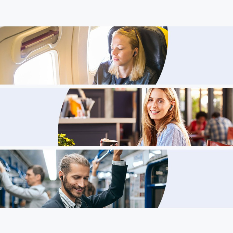 Į ausis įdedamos ausinės, atsparios vandeniui belaidės Bluetooth Apollo Air + TWS ANC juodos spalvos