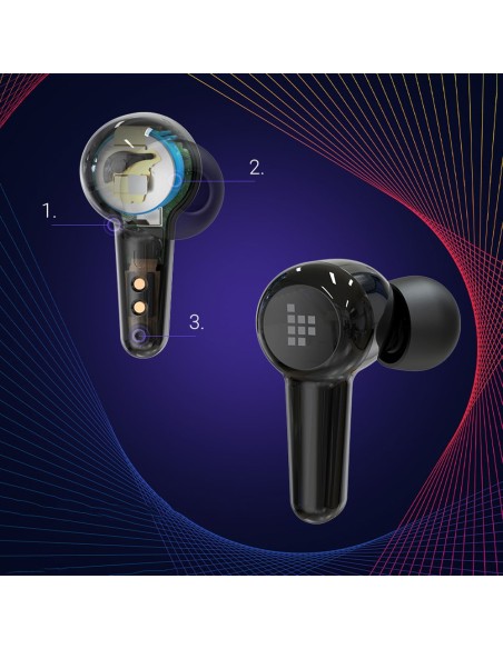 Į ausis įdedamos ausinės, atsparios vandeniui belaidės Bluetooth Apollo Air + TWS ANC juodos spalvos