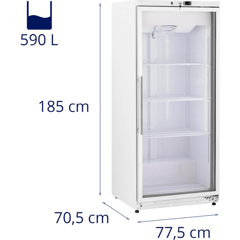 Šaldytuvas stiklinis maitinimo šaldytuvas 4 lentynos 590 l 228 W