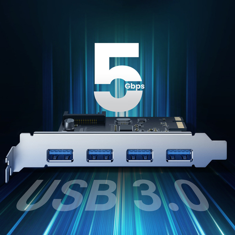 PCI Express 2.0 4xUSB-A 5Gb/s išplėtimo plokštė juoda
