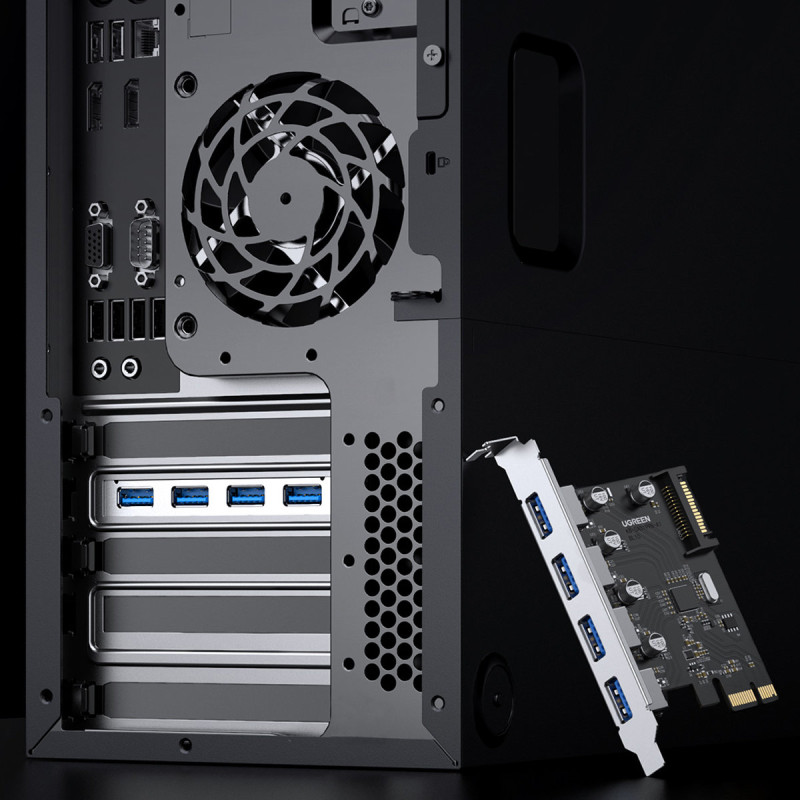 PCI Express 2.0 4xUSB-A 5Gb/s išplėtimo plokštė juoda
