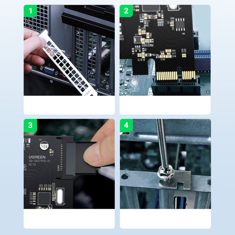 PCI Express 2.0 4xUSB-A 5Gb/s išplėtimo plokštė juoda