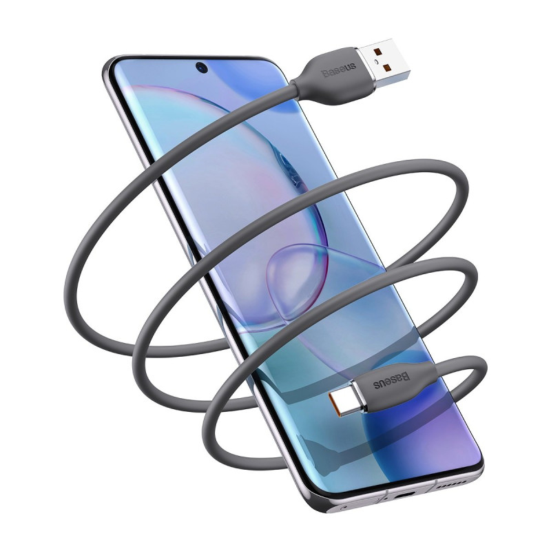 Kabelis USB kabelis USB-C 100W ilgio 1,2m silikoninis juodas