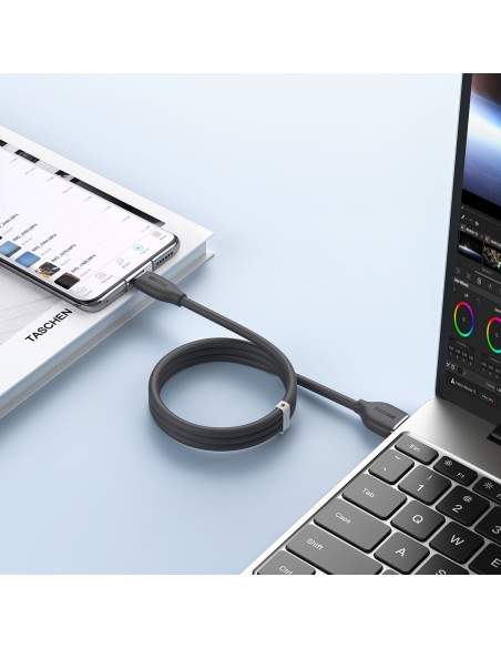 Kabelis USB kabelis USB-C 100W ilgio 1,2m silikoninis juodas Kabelis USB kabelis USB-C 100W ilgio 1,2m silikoninis juodas