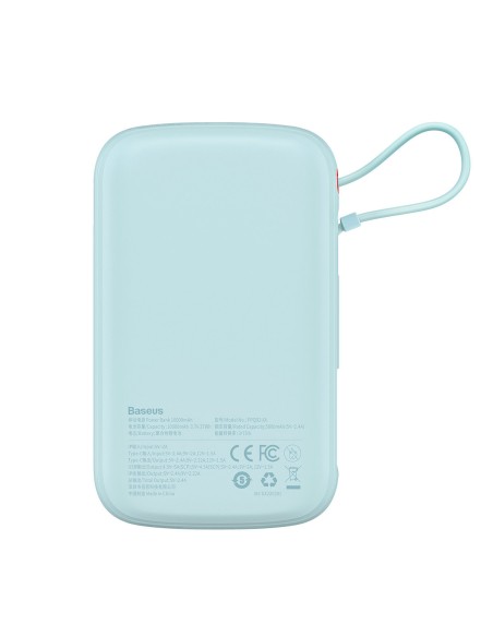 Qpow Powerbank 10000mAh integruotas kabelis iPhone Lightning 20W Quick Charge mėlynas Qpow Powerbank 10000mAh integruotas kabelis iPhone Lightning 20W Quick Charge mėlynas