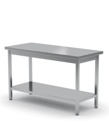 Centrinis plieninis stalviršis su lentyna 160x60cm - Hendi 811542