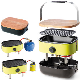 Turistinis dujinis grilis su ketaus plokšte su viryklės funkcija PICNIC Mini BBQ