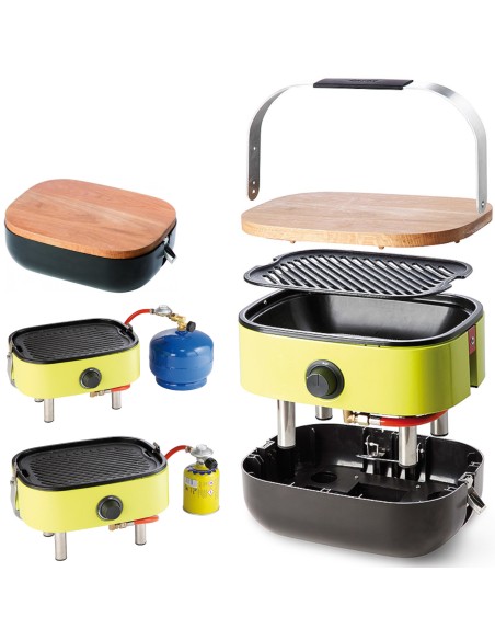 Turistinis dujinis grilis su ketaus plokšte su viryklės funkcija PICNIC Mini BBQ Turistinis dujinis grilis su ketaus plokšte su viryklės funkcija PICNIC Mini BBQ