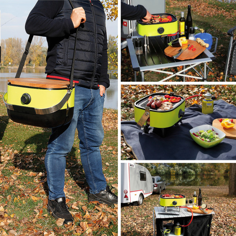 Turistinis dujinis grilis su ketaus plokšte su viryklės funkcija PICNIC Mini BBQ