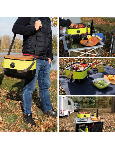 Turistinis dujinis grilis su ketaus plokšte su viryklės funkcija PICNIC Mini BBQ Turistinis dujinis grilis su ketaus plokšte su viryklės funkcija PICNIC Mini BBQ