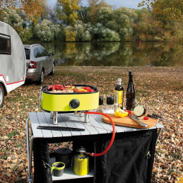 Turistinis dujinis grilis su ketaus plokšte su viryklės funkcija PICNIC Mini BBQ