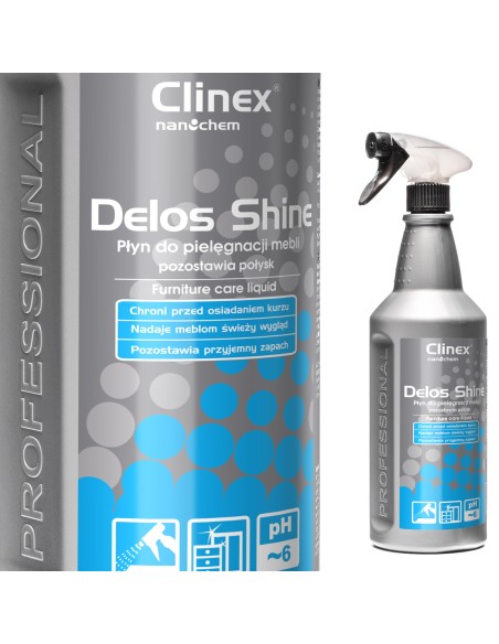 CLINEX Delos Shine 1L antistatinis poliravimo skystis mediniams baldams CLINEX Delos Shine 1L antistatinis poliravimo skystis mediniams baldams
