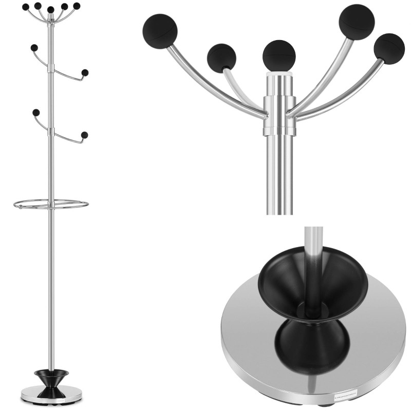 Drabužių kabykla paltų kabykla su skėčio laikikliu H 178 cm - 8 pakabos Drabužių kabykla paltų kabykla su skėčio laikikliu H 178 cm - 8 pakabos