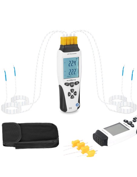 Termometras pramoninis temperatūros matuoklis 4 kanalų K/J LCD diapazonas -200 iki 1370 C Termometras pramoninis temperatūros matuoklis 4 kanalų K/J LCD diapazonas -200 iki 1370 C