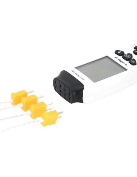 Termometras pramoninis temperatūros matuoklis 4 kanalų K/J LCD diapazonas -200 iki 1370 C Termometras pramoninis temperatūros matuoklis 4 kanalų K/J LCD diapazonas -200 iki 1370 C