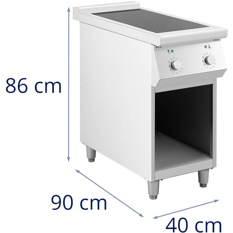 Atskirai pastatoma 2 degiklių indukcinė viryklė ant atviro pagrindo 400 V 8500 W