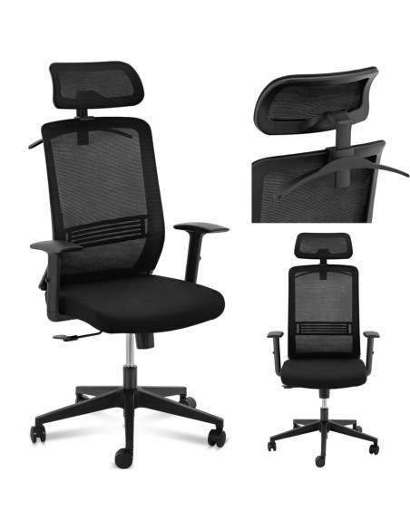 Ergonomiška biuro kėdė su tinkliniu atlošu, galvos atrama ir kabykla, aukštis 40-50 cm Ergonomiška biuro kėdė su tinkliniu atlošu, galvos atrama ir kabykla, aukštis 40-50 cm
