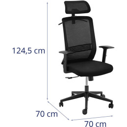 Ergonomiška biuro kėdė su tinkliniu atlošu, galvos atrama ir kabykla, aukštis 40-50 cm
