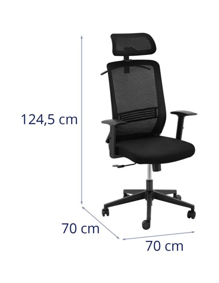 Ergonomiška biuro kėdė su tinkliniu atlošu, galvos atrama ir kabykla, aukštis 40-50 cm Ergonomiška biuro kėdė su tinkliniu atlošu, galvos atrama ir kabykla, aukštis 40-50 cm