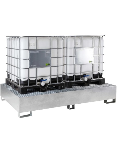 Gaudymo kubilas MAUZER 2 x 1000L padėklų konteinerio IBC bakui - cinkuotas Gaudymo kubilas MAUZER 2 x 1000L padėklų konteinerio IBC bakui - cinkuotas