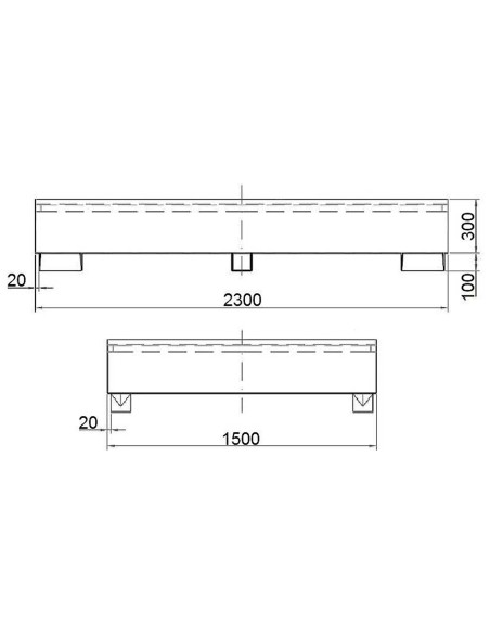 Gaudymo kubilas MAUZER 2 x 1000L padėklų konteinerio IBC bakui - cinkuotas Gaudymo kubilas MAUZER 2 x 1000L padėklų konteinerio IBC bakui - cinkuotas