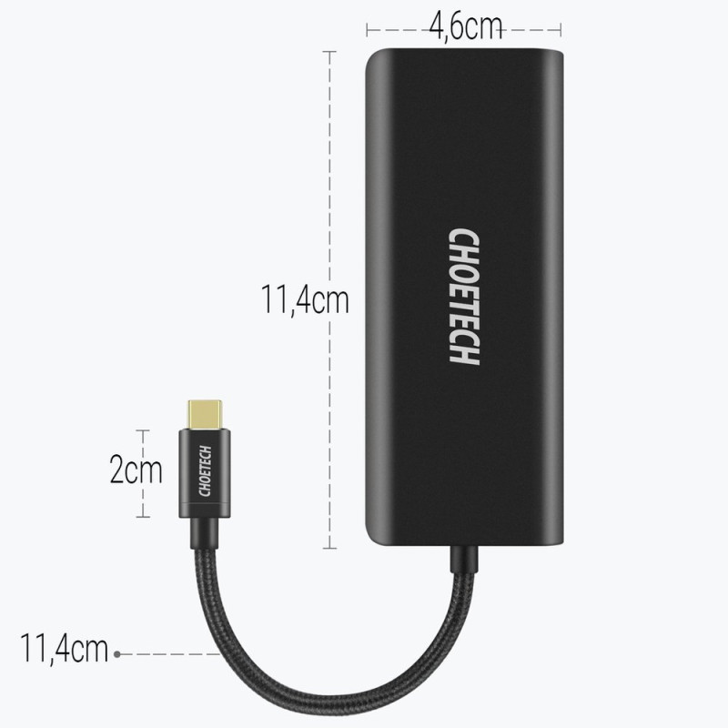 Prijungimo stoties adapterio šakotuvas USB Type C 6in1 100W PD juodas