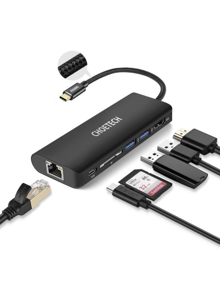 Prijungimo stoties adapterio šakotuvas USB Type C 6in1 100W PD juodas Prijungimo stoties adapterio šakotuvas USB Type C 6in1 100W PD juodas