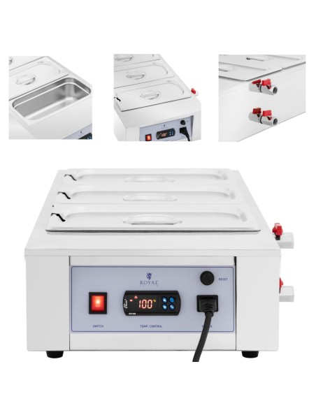 Elektrinis padažo šokoladinis šildytuvas 3 x 3,2 l 1500 W Elektrinis padažo šokoladinis šildytuvas 3 x 3,2 l 1500 W