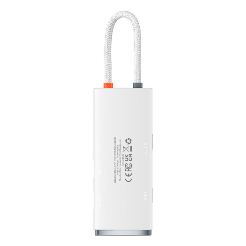 „Lite“ serijos daugiafunkcis HUB USB-C 2 x USB 3.0 USB-C HDMI 1.4 SD-TF baltas