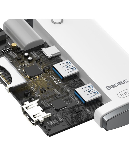 „Lite“ serijos daugiafunkcis HUB USB-C 2 x USB 3.0 USB-C HDMI 1.4 SD-TF baltas „Lite“ serijos daugiafunkcis HUB USB-C 2 x USB 3.0 USB-C HDMI 1.4 SD-TF baltas