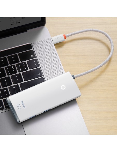 „Lite“ serijos daugiafunkcis HUB USB-C 2 x USB 3.0 USB-C HDMI 1.4 SD-TF baltas „Lite“ serijos daugiafunkcis HUB USB-C 2 x USB 3.0 USB-C HDMI 1.4 SD-TF baltas