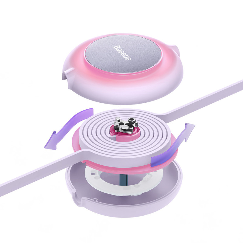 Bright Mirror 2 kabelis 3in1 kabelis A tipo USB microUSB + iPhone Lightning + USB-C 3.5A 1.1m violetinė