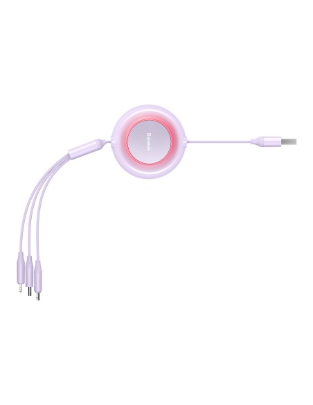 Bright Mirror 2 kabelis 3in1 kabelis A tipo USB microUSB + iPhone Lightning + USB-C 3.5A 1.1m violetinė Bright Mirror 2 kabelis 3in1 kabelis A tipo USB microUSB + iPhone Lightning + USB-C 3.5A 1.1m violetinė